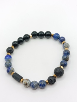 Bransoletka z turmalinu, lapisu lazuli i lawy wulkanicznej
