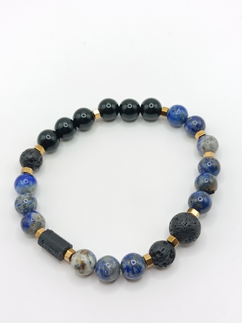 Bransoletka z turmalinu, lapisu lazuli i lawy wulkanicznej