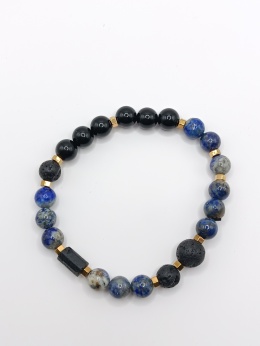 Bransoletka z turmalinu, lapisu lazuli i lawy wulkanicznej