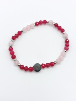 Bransoletka kwarc różowy i rubin