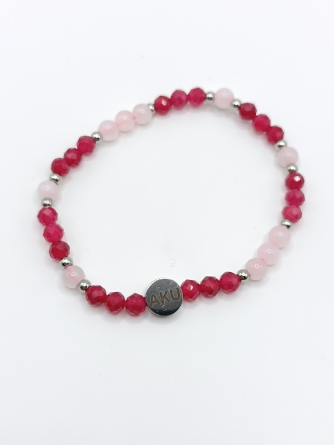 Bransoletka kwarc różowy i rubin