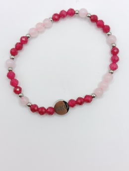 Bransoletka kwarc różowy i rubin
