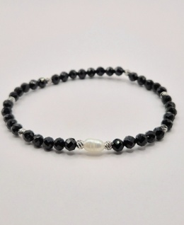 Bransoletka 'czarna perła' z czarnego turmalinu i pereł