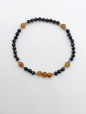 Bransoletka czarny turmalin i bursztyny