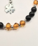 Bransoletka 'morska ochrona' z czarnego turmalinu, bursztynu i pereł