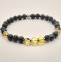 Bransoletka "ogień i woda" z lawy wulkanicznej i bursztynu