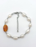 Bransoletka perły z bursztynem