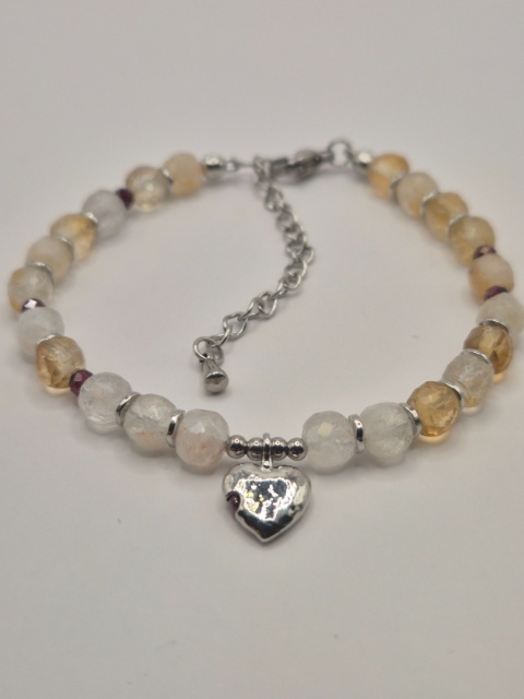 Bransoletka 'owocowa' cytrynowo-granatowa z serduszkiem