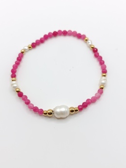 Bransoletka turmalin różowy i perły