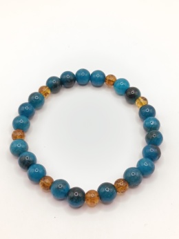 Bransoletka z apatytu z bursztynami