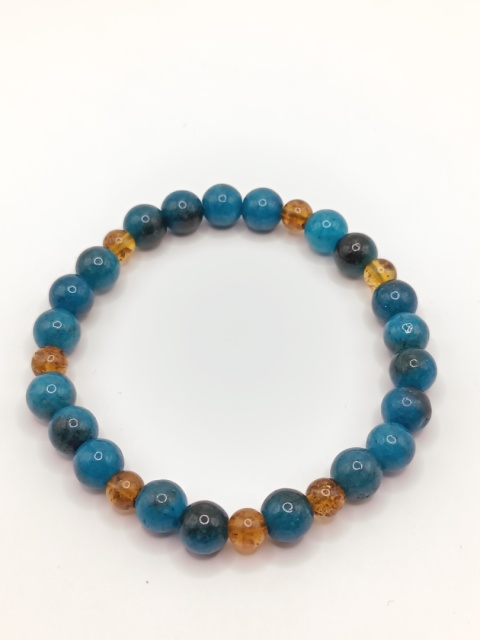 Bransoletka z apatytu z bursztynami