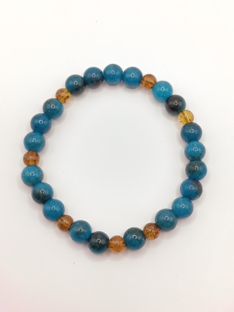 Bransoletka z apatytu z bursztynami