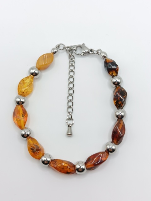 Bransoletka z bursztynu "zachód słońca"