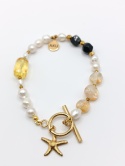 Bransoletka z cytrynów, czarnego turmalinu, bursztynu i pereł
