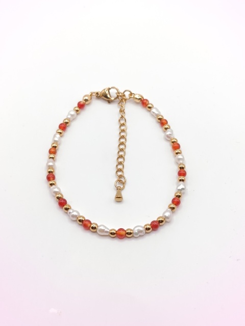 Bransoletka z karneolu i pereł