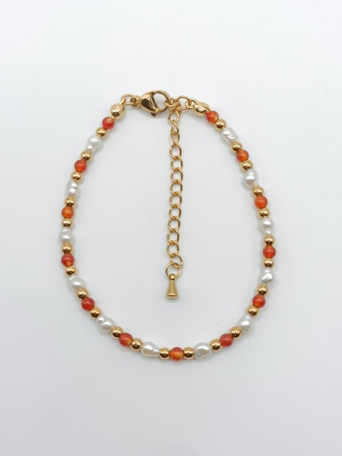 Bransoletka z karneolu i pereł