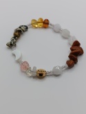 Bransoletka z kwarcu, bursztynów, jaspisu i stali szlachetnej