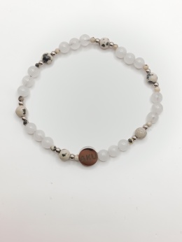 Bransoletka z kwarcu różowego i japisu dalmatyńskiego