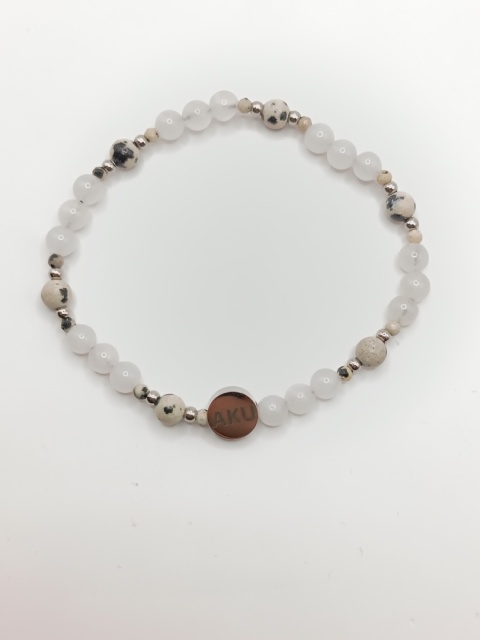 Bransoletka z kwarcu różowego i japisu dalmatyńskiego