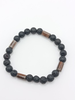 Bransoletka z lawy wulkanicznej i drewna