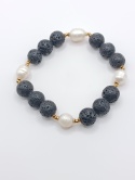Bransoletka z lawy wulkanicznej i pereł