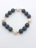 Bransoletka z lawy wulkanicznej i pereł