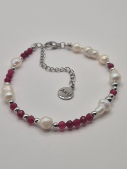 Bransoletka z pereł i rubinów