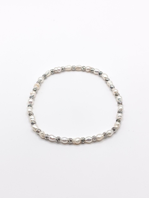 Bransoletka z pereł i stali szlachetnej