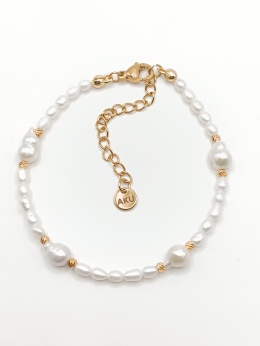 Bransoletka z pereł i stali szlahetnej