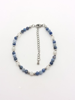 Bransoletka z sodalitu, kryształu górskiego i agatu smocznego