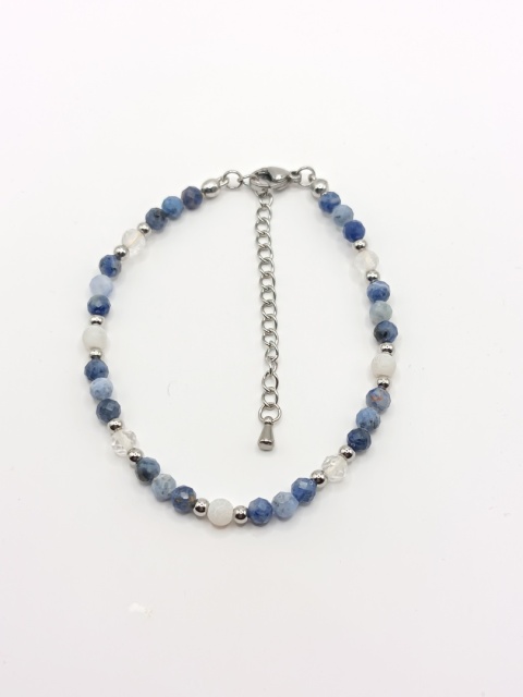 Bransoletka z sodalitu, kryształu górskiego i agatu smocznego