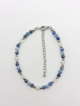 Bransoletka z sodalitu, kryształu górskiego i agatu smocznego