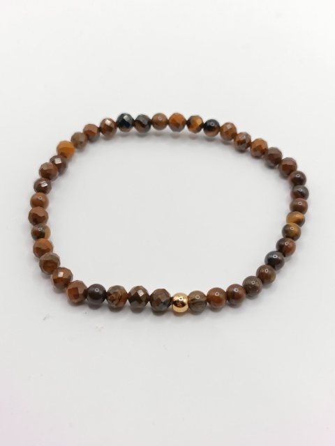 Bransoletka z tygrysiego oka i jednej złotej kuleczki