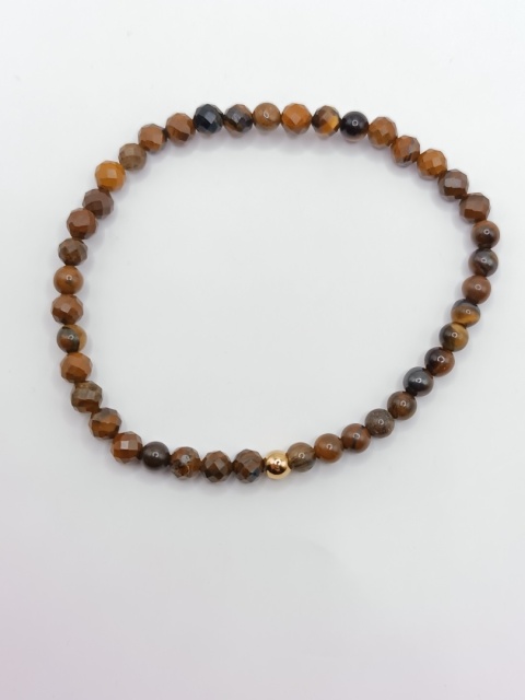 Bransoletka z tygrysiego oka i jednej złotej kuleczki