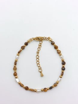 Bransoletka z tygrysiego oka z perłami