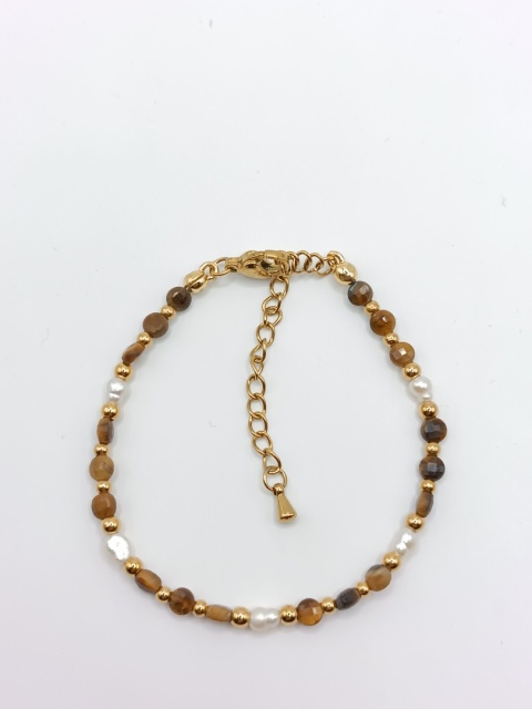 Bransoletka z tygrysiego oka z perłami