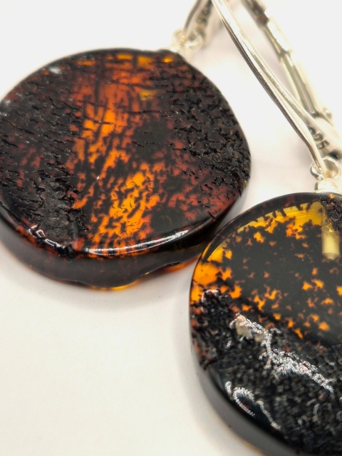 Kolczyki bursztynowe dyski