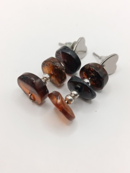 Kolczyki 'serduszka' bursztynowe