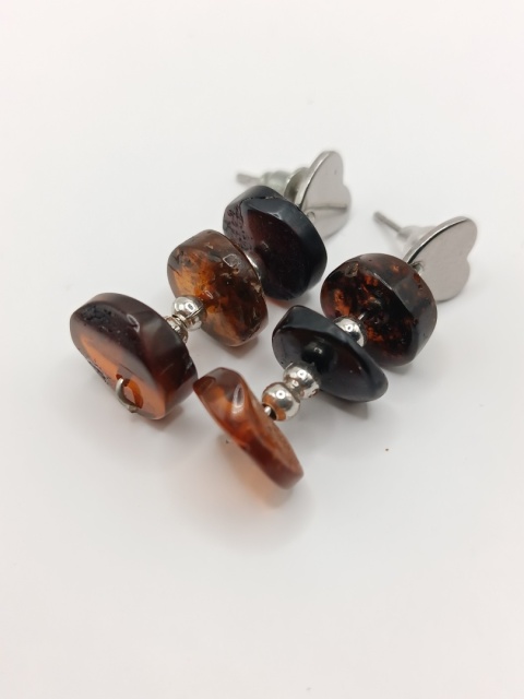 Kolczyki 'serduszka' bursztynowe