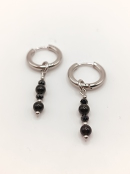 Kolczyki słupki z czarnego turmalinu