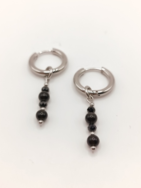 Kolczyki słupki z czarnego turmalinu