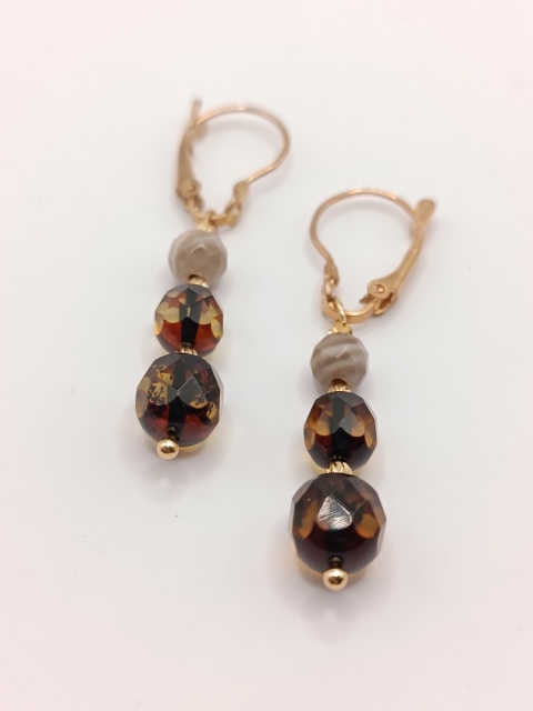 Kolczyki z bursztynu i krzemienia pasiastego