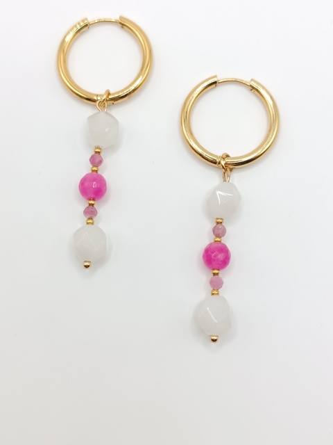 Kolczyki z kwarcu różowego i turmalinu różowego