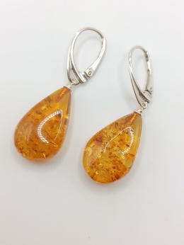 Kolczyki 'łezki' bursztynowe
