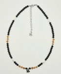 Naszyjnik 'morska ochrona' z czarnego turmalinu, bursztynów i pereł