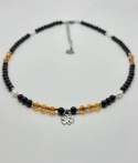Naszyjnik 'morska ochrona' z czarnego turmalinu, bursztynów i pereł