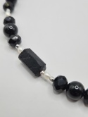 Naszyjnik perłowa noc z czarnego turmalinu i drobnych pereł słodkowodnych