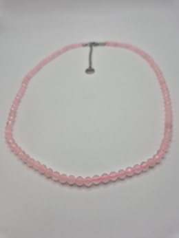 Naszyjnik z kwarcu różowego na różowym sznurze
