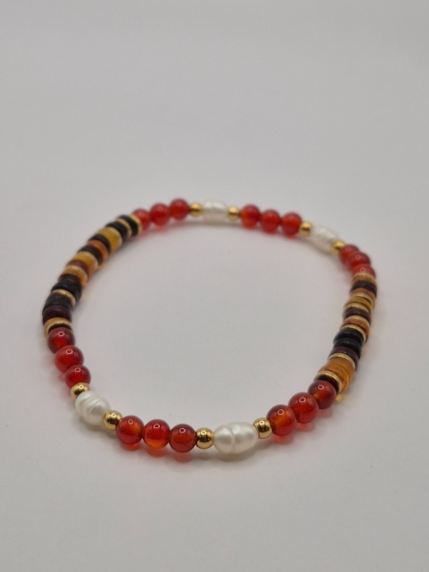 Bransoletka bursztyn perła karneol