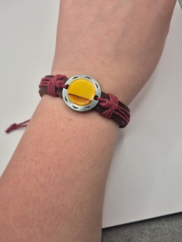 Bransoletka skórzana z bursztynem